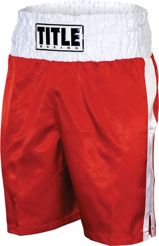 TITLE Classic Stock Boxing Trunks - Red/White